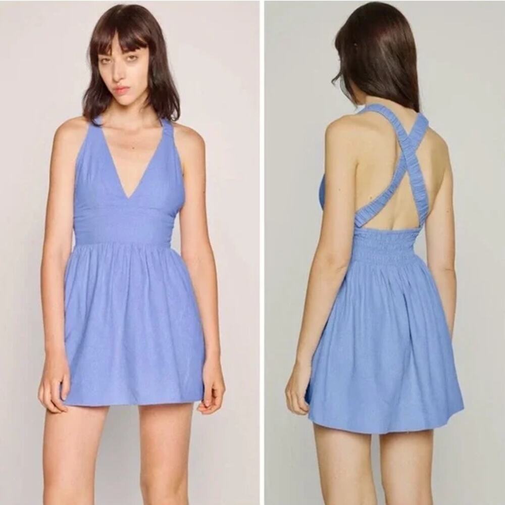 Abercrombie & Fitch Light Blue Halter Mini Dress